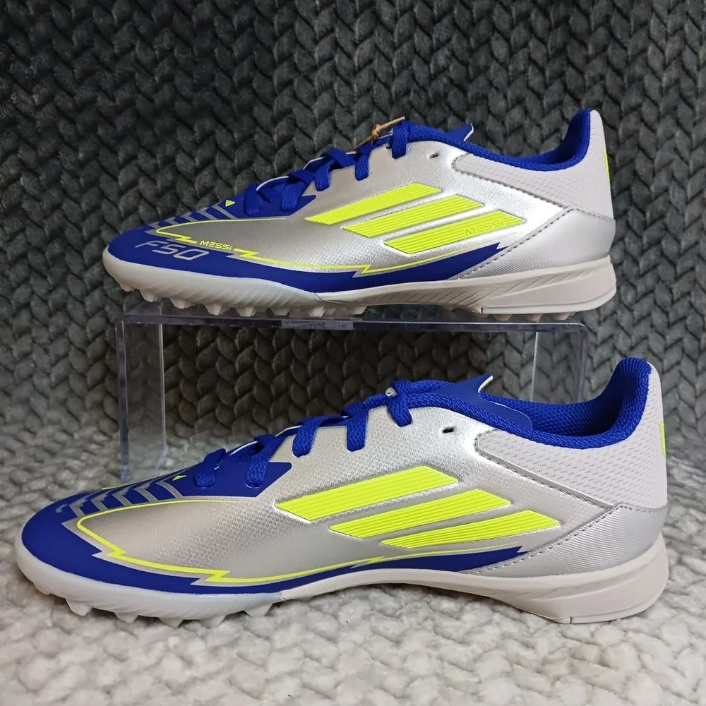Adidas F50 League TF Junior Soccer Turf Boots Messi Pack Blue Silver Size 5